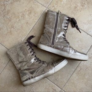 Steve Madden Silver Space Boot High Rise Sneakers